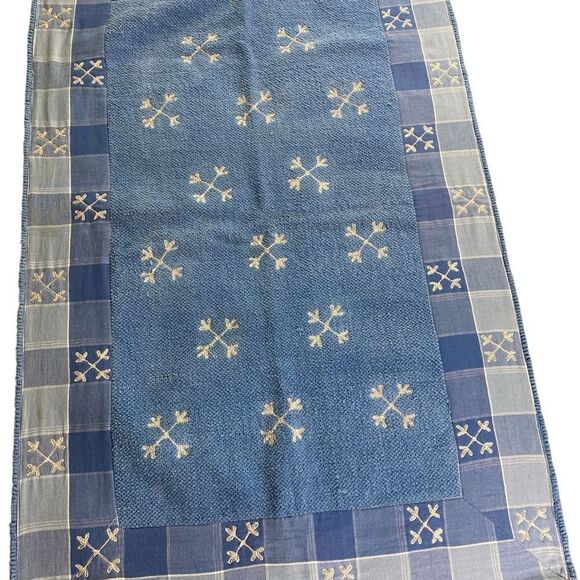 Holiday Kitchen/Bath rug blue w/ snow flakes and plaid boarder - Picture 4 of 6